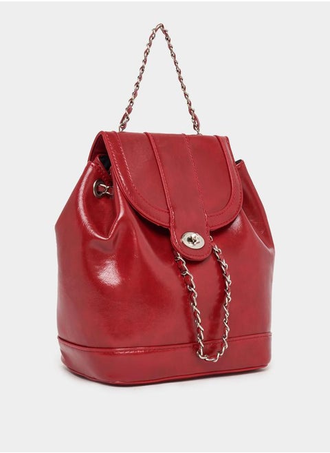 Chain Accent Flap Backpack