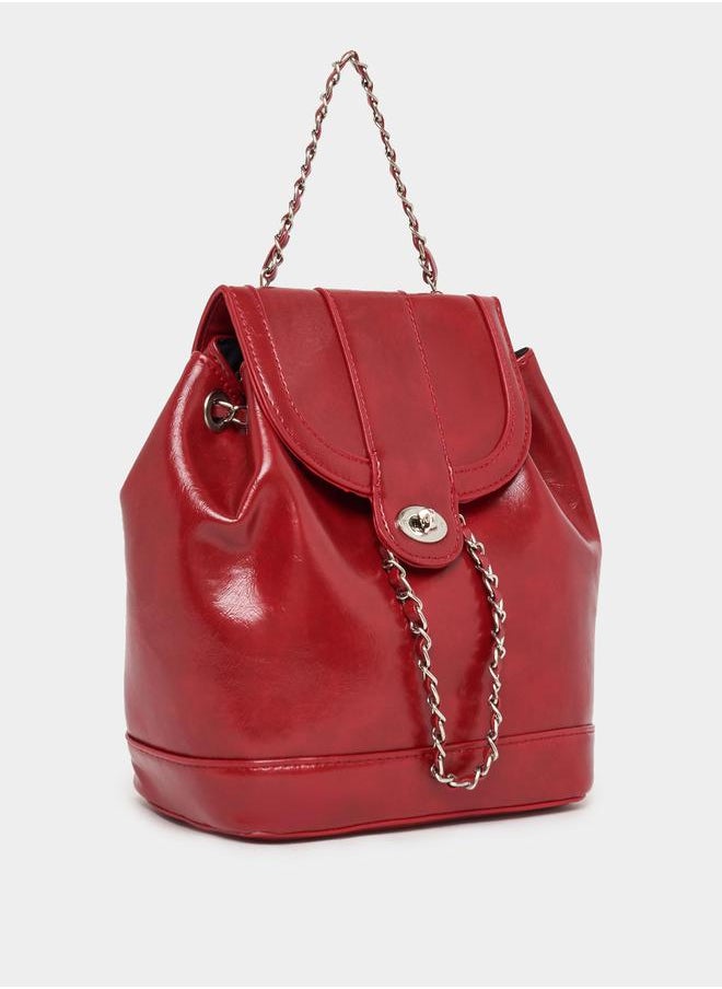 Styli Chain Accent Flap Backpack  - Image 1