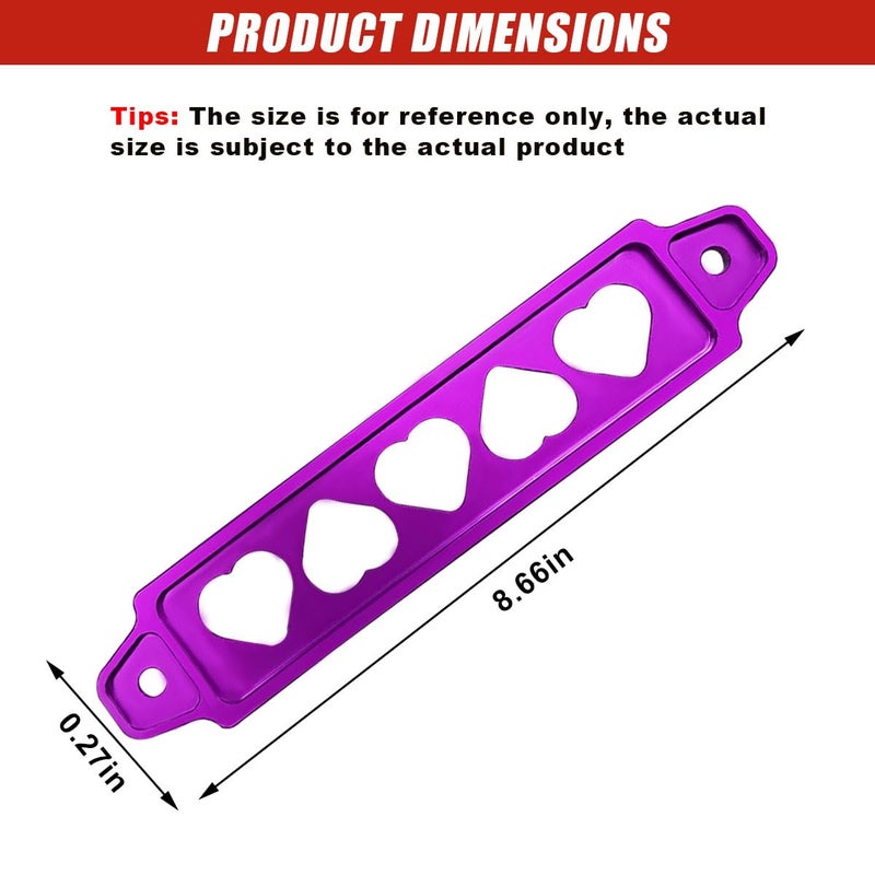 LHDOS Car Battery Hold Down Bracket Set Aluminium Alloy Car Battery Tray with Stainless Steel J Bolts Car Battery Tie Down Mount Bracket Universal Car Battery Lock Down Accessories Purple - Image 4
