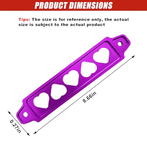 LHDOS Car Battery Hold Down Bracket Set Aluminium Alloy Car Battery Tray with Stainless Steel J Bolts Car Battery Tie Down Mount Bracket Universal Car Battery Lock Down Accessories Purple - Image 3