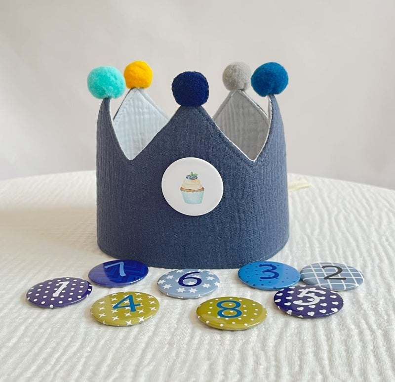 Generic Korean Style Kids Birthday Crown Hat Grey Round Crown