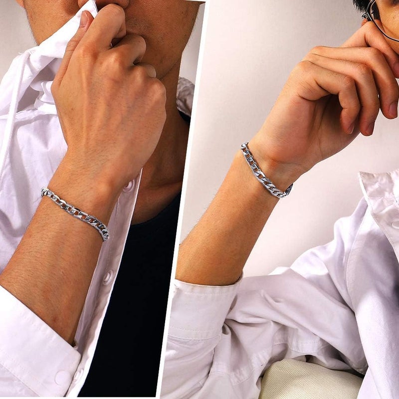 PROSTEEL Men Bracelet Pulseras Para Hombres Mens Braclets Silver Cuban Link Chain Tennis Bracelet For Stainless Steel Bracelets For Men - Image 5