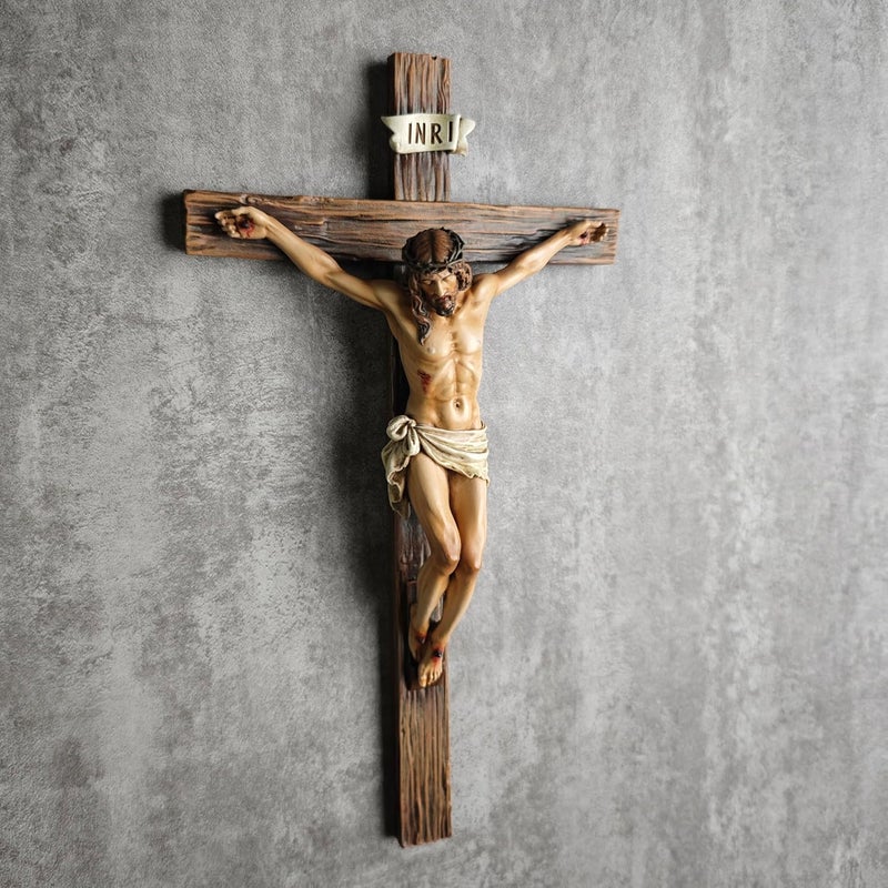 BC BUILDCLASSIC BC Catholic Crucifix Wall Cross, Jesus Christ Inspirational Home Décor, Religious Devout Gift, 10"H, Renaissance Sculpture Handmade by Buildclassic - Image 4