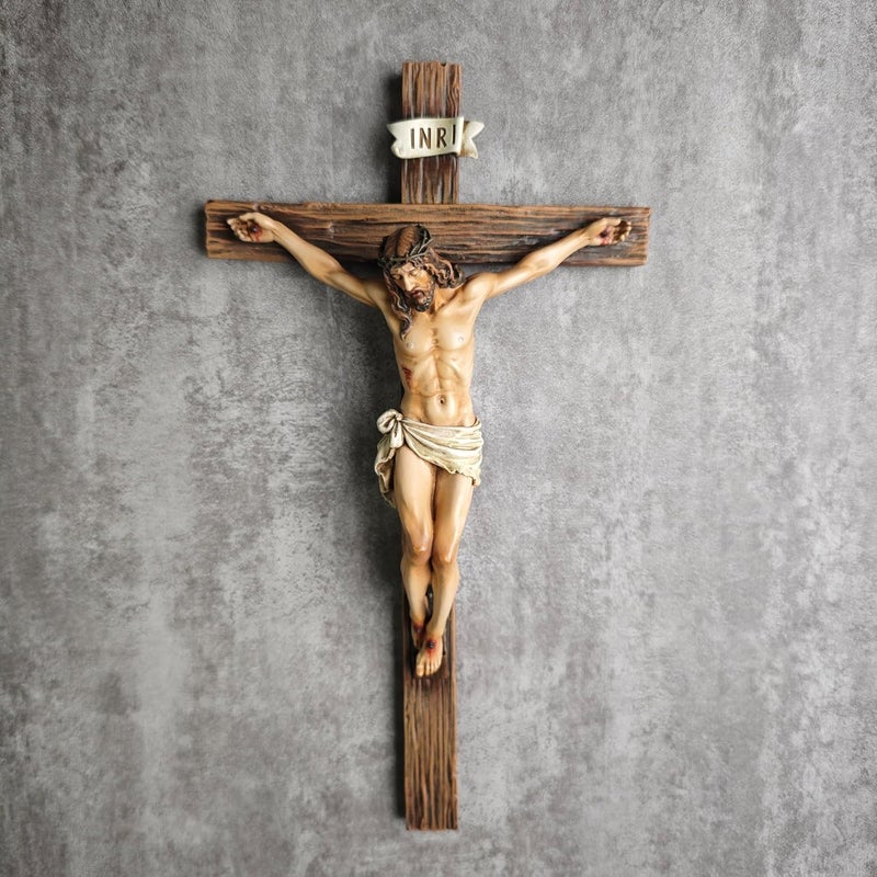 BC BUILDCLASSIC BC Catholic Crucifix Wall Cross, Jesus Christ Inspirational Home Décor, Religious Devout Gift, 10"H, Renaissance Sculpture Handmade by Buildclassic - Image 3