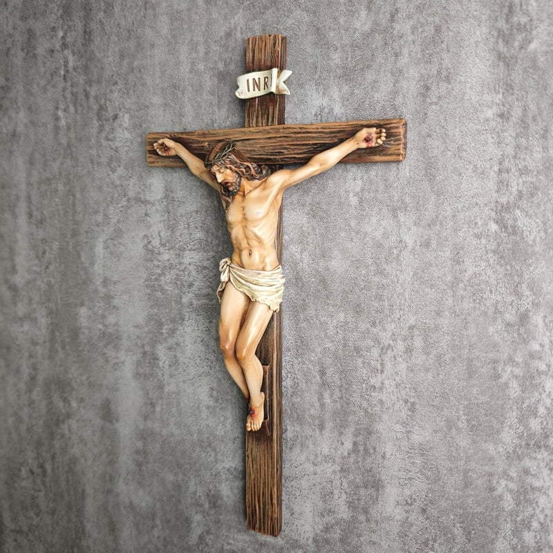 BC BUILDCLASSIC BC Catholic Crucifix Wall Cross, Jesus Christ Inspirational Home Décor, Religious Devout Gift, 10"H, Renaissance Sculpture Handmade by Buildclassic - Image 5