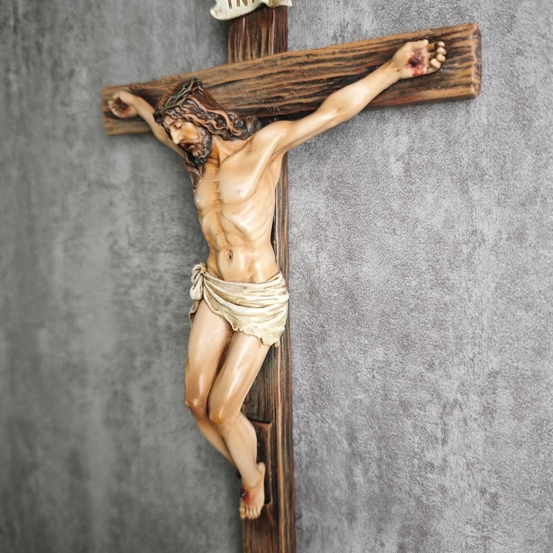 BC BUILDCLASSIC BC Catholic Crucifix Wall Cross, Jesus Christ Inspirational Home Décor, Religious Devout Gift, 10"H, Renaissance Sculpture Handmade by Buildclassic - Image 2