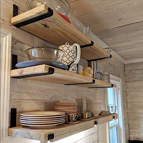 WEKIS 12 Inch Heavy Duty Floating Shelf Bracket, Wall Mounting Industrial Black Shelf Brackets, 1/5 Inch Thick Iron Metal Brackets for Shelves 6 Packs - Image 5