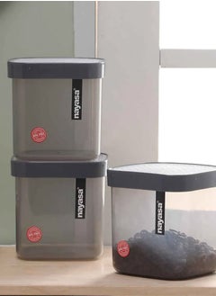 NAYASA Fusion Plastic Food Storage Containers for Kitchen Set Of 3 Pieces Grey 550 Ml  - Image 3