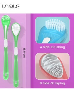 Unique 3 Pack Double-Side Desiged Tongue Scraper - Ultra-Soft Tongue Brush Tongue Cleaner for Food-Grade Portable Tongue Liners  - Image 2