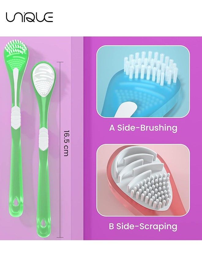 Unique 3 Pack Double-Side Desiged Tongue Scraper - Ultra-Soft Tongue Brush Tongue Cleaner for Food-Grade Portable Tongue Liners  - Image 2