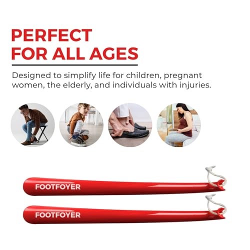 Footfoyer Long shoehorn that is comfortable to wear and has a handle is ideal for both men and women (Red(Pack of 2)) - Image 4