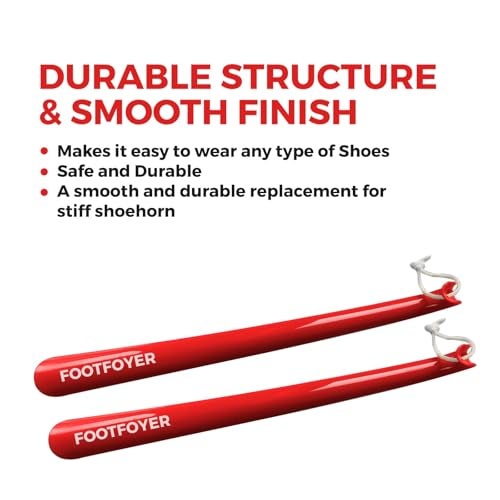 Footfoyer Long shoehorn that is comfortable to wear and has a handle is ideal for both men and women (Red(Pack of 2)) - Image 5