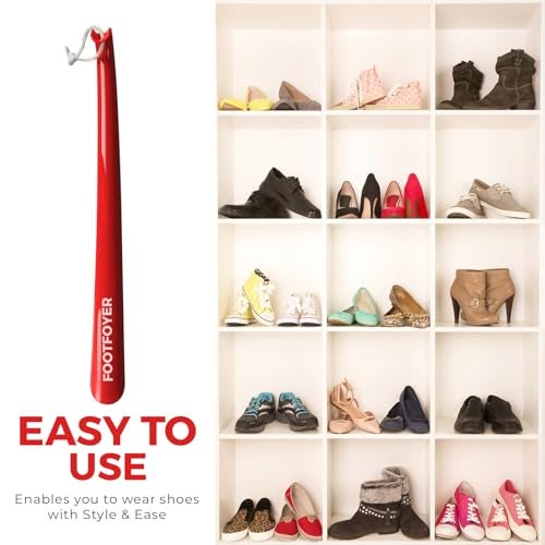 Footfoyer Long shoehorn that is comfortable to wear and has a handle is ideal for both men and women (Red(Pack of 2)) - Image 3