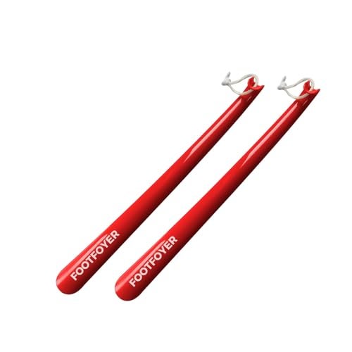 Footfoyer Long shoehorn that is comfortable to wear and has a handle is ideal for both men and women (Red(Pack of 2)) - Image 1