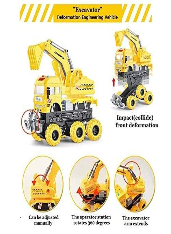 ISTOSY Friction Powered Engineering Excavator Truck for Kids Boys Girls 6x6 Deformation Building Construction Truck Toys with Light Music Pull Back Vehicles (Multicolor) - Image 2