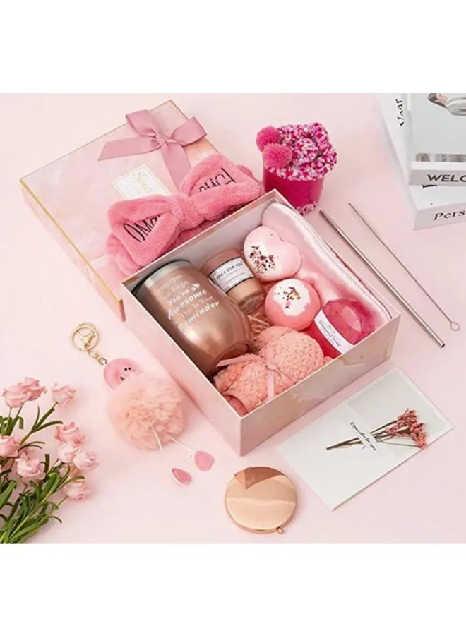 Beauenty 11PC Scented Candles & Bath Bombs Set,Gifts for Women for Birthday Mother's Day Women's Day,Bubble Bath Set Gifts for Women,Relaxing Spa Gift Set for Women (pink-style 1)  - Image 3