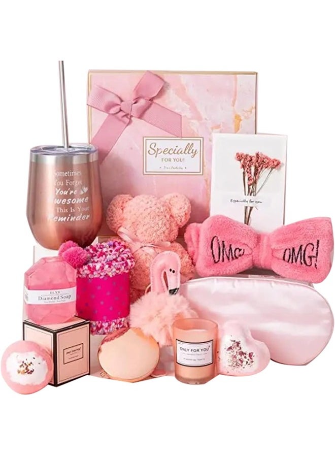 Beauenty 11PC Scented Candles & Bath Bombs Set,Gifts for Women for Birthday Mother's Day Women's Day,Bubble Bath Set Gifts for Women,Relaxing Spa Gift Set for Women (pink-style 1)  - Image 1