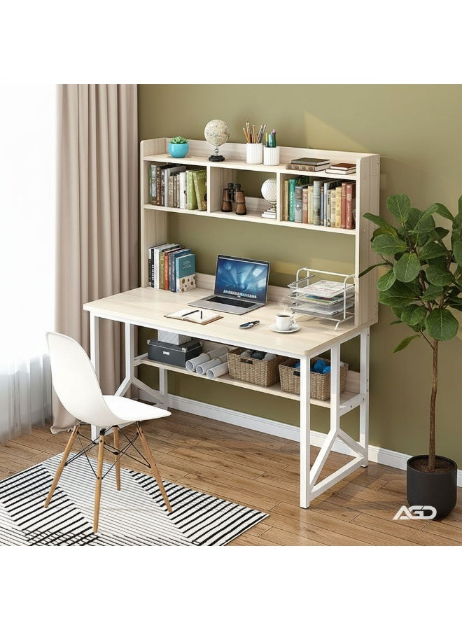 AGD Multipurpose Study Computer Desk with Shelves Storage Bookshelf Writing Accessories Computer Desk Space Saving - Image 2