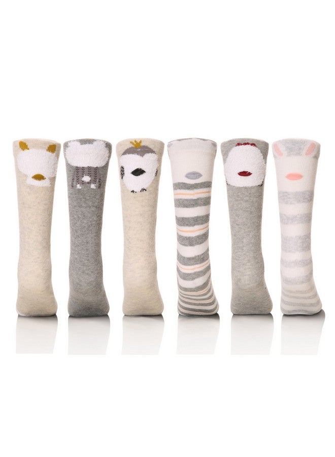 كولور سيتي جوارب طويلة للركبة من Color City للأطفال الصغار من القطن الدافئ برسومات حيوانات، جوارب طويلة للأطفال من عمر 1 إلى 6 سنوات (6 أزواج A) - Image 2