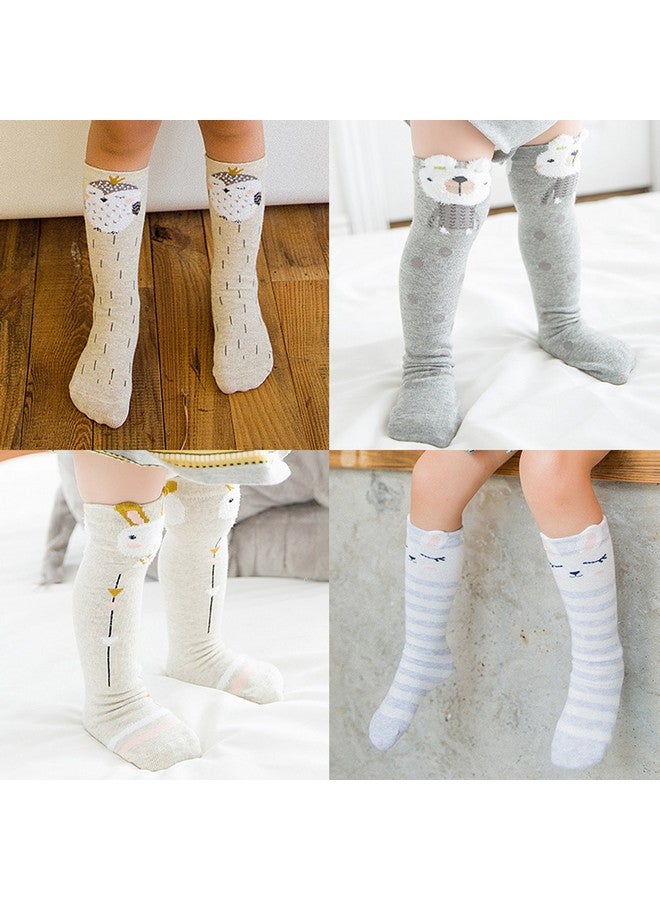 كولور سيتي جوارب طويلة للركبة من Color City للأطفال الصغار من القطن الدافئ برسومات حيوانات، جوارب طويلة للأطفال من عمر 1 إلى 6 سنوات (6 أزواج A) - Image 5