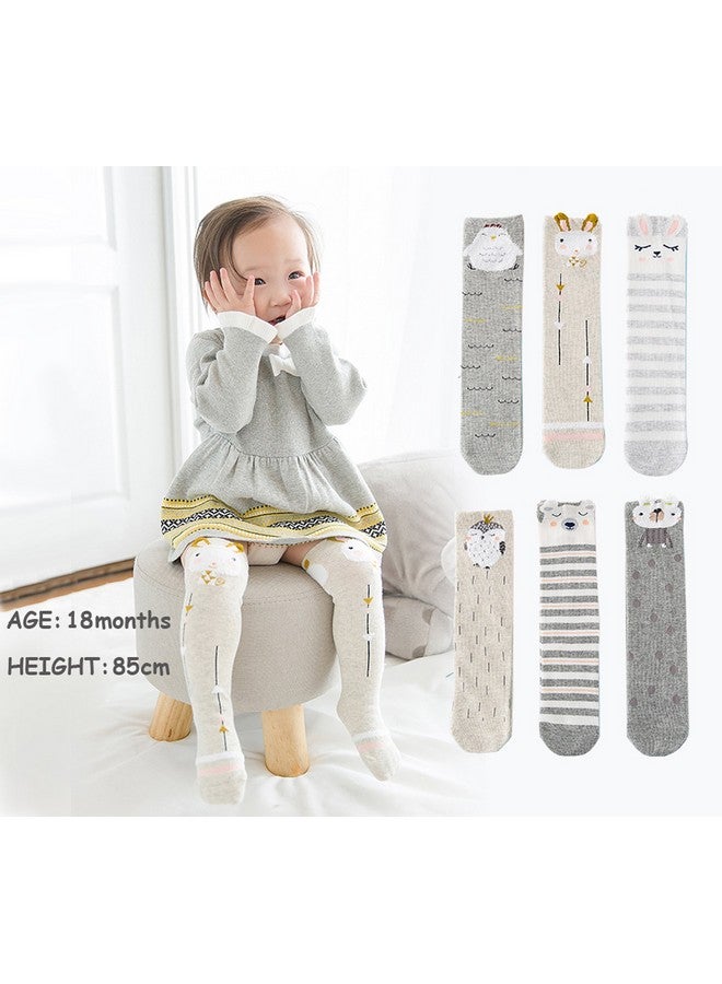 كولور سيتي جوارب طويلة للركبة من Color City للأطفال الصغار من القطن الدافئ برسومات حيوانات، جوارب طويلة للأطفال من عمر 1 إلى 6 سنوات (6 أزواج A) - Image 4