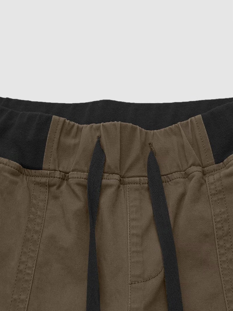 Flamingals Straight Leg Pants for Women Drawstring Waist Mid Rise Casual Solid Seam Detail Pants Chocolate S - Image 4
