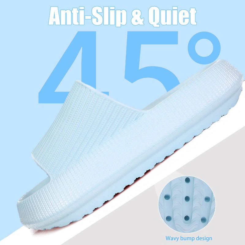 rosyclo Cloud Slippers for Women and Men, Massage Shower Dorm Non-Slip Pillow Open Toe Super Soft Comfy Thick Sole Home House Cloud Cushion Slide Sandals for Indoor Platform Shoes,Baby Blue - Image 4