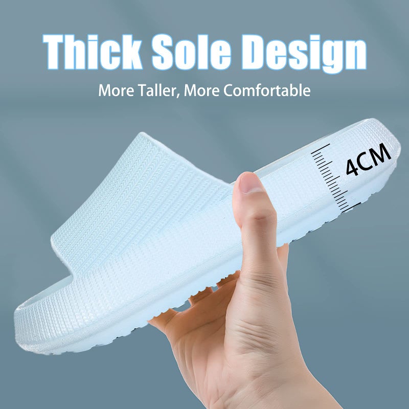 rosyclo Cloud Slippers for Women and Men, Massage Shower Dorm Non-Slip Pillow Open Toe Super Soft Comfy Thick Sole Home House Cloud Cushion Slide Sandals for Indoor Platform Shoes,Baby Blue - Image 5