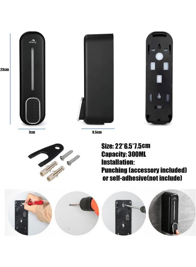 DOLPHY موزع صابون سائل دلفي ABS للحمام والمطبخ - 300 مل، أسود - Image 4