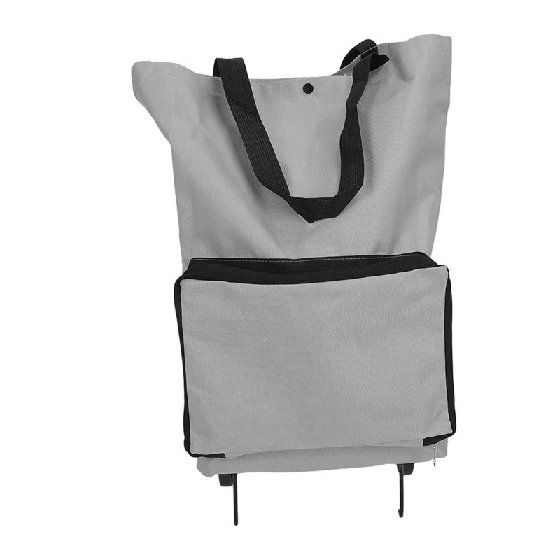 Foldable Cart Bag Grey Large Capacity Sturdy Design Reusable Shopping Cart - Multifunctional Foldable Wheels Grocery Bag for Travel Camping Beach Picnic Seniors - Image 1