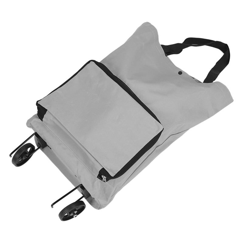 Foldable Cart Bag Grey Large Capacity Sturdy Design Reusable Shopping Cart - Multifunctional Foldable Wheels Grocery Bag for Travel Camping Beach Picnic Seniors - Image 5