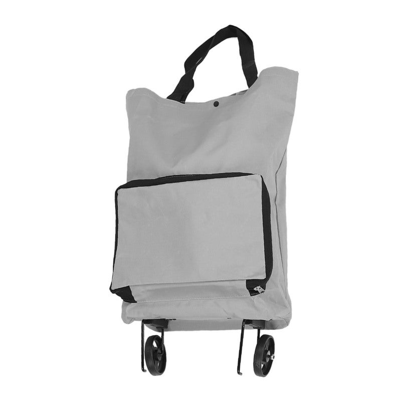 Foldable Cart Bag Grey Large Capacity Sturdy Design Reusable Shopping Cart - Multifunctional Foldable Wheels Grocery Bag for Travel Camping Beach Picnic Seniors - Image 4