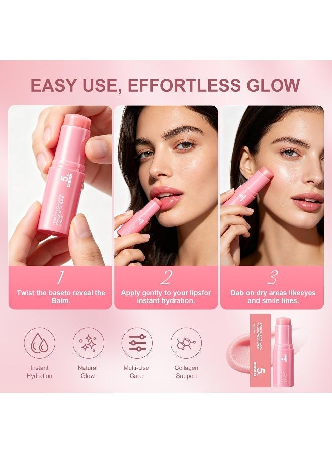 OUHOE Pink Collagen Volume Multi Balm, Volufiline Stick Hydrating Multi Wand, Smooth Fine Lines & Wrinkles, Nourishing Collagen Stick for Face, Eye & Lip Care - Image 3