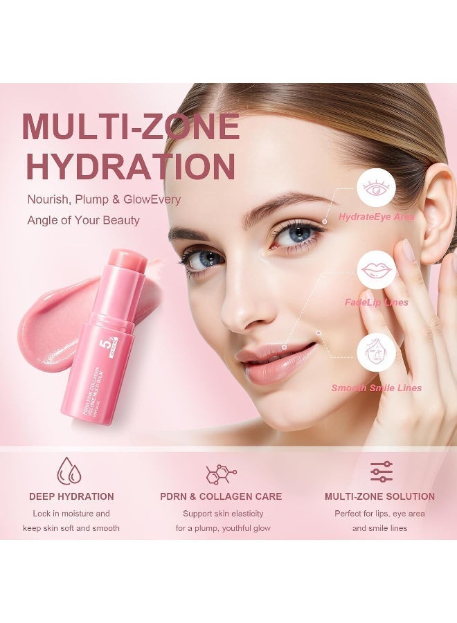 OUHOE Pink Collagen Volume Multi Balm, Volufiline Stick Hydrating Multi Wand, Smooth Fine Lines & Wrinkles, Nourishing Collagen Stick for Face, Eye & Lip Care - Image 2