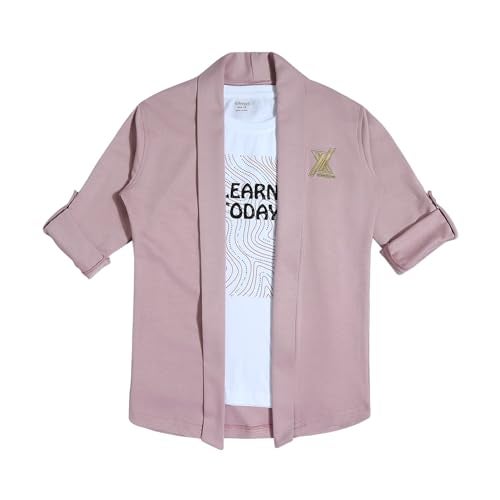 CAVIO Boys Pink Regular Fit Trendy Casual Shrug and T-Shirt - Image 1