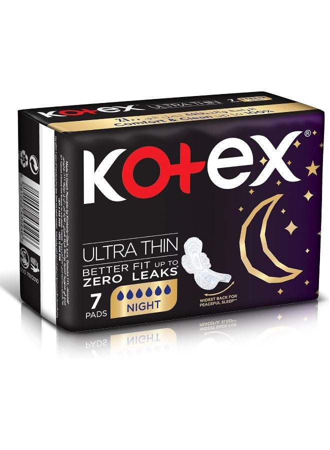 Kotex Ultra Thin Pads, Overnight Protection Sanitary Pads with Wings, 7 Sanitary Pads - Image 2