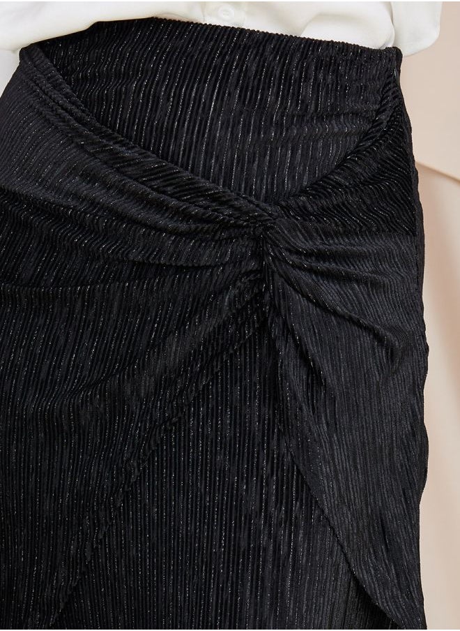 Styli - Plisse Knotted Front Midi Skirt - Image 1