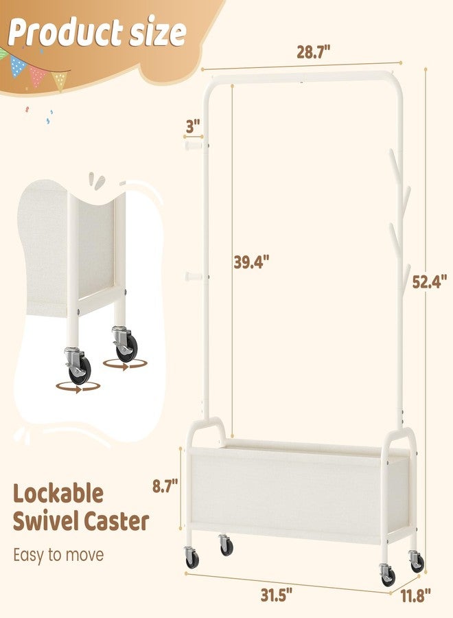 Vriccc Kids Clothing Rack with Storage Box, Kids Dress Up Storage for Coats, Small Garment Rack for Hanging Clothes, Dress Up Holder with Wheels - Image 4