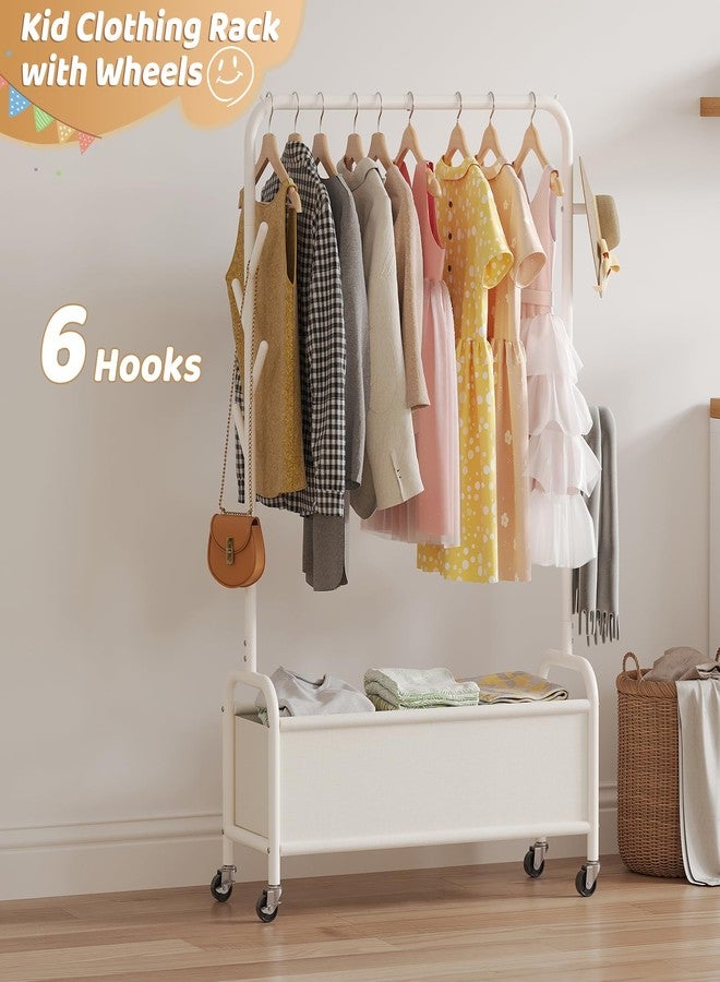 Vriccc Kids Clothing Rack with Storage Box, Kids Dress Up Storage for Coats, Small Garment Rack for Hanging Clothes, Dress Up Holder with Wheels - Image 3