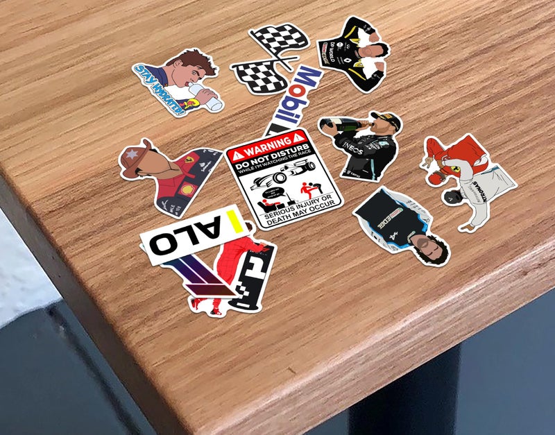 WallDesign Ultimate F1 Racing Sticker Set Collection of 56 - Mobile, Laptop, Accessories, Gifting - Durable, Laminated, Quality Printed Vinyl for True Racing Fans-Self-Adhesive - Image 4