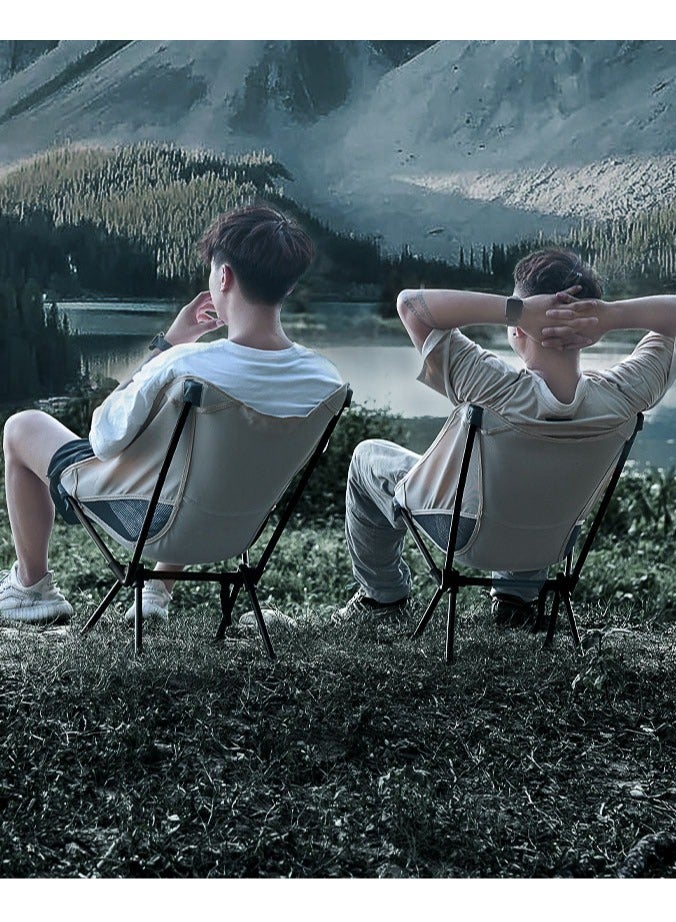 Captaintech Outdoor Folding Chairs, Portable Space Chairs, Fishing/Leisure/Camping Moon Chairs, Black - Image 3