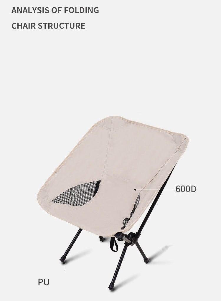 Captaintech Outdoor Folding Chairs, Portable Space Chairs, Fishing/Leisure/Camping Moon Chairs, Black - Image 4