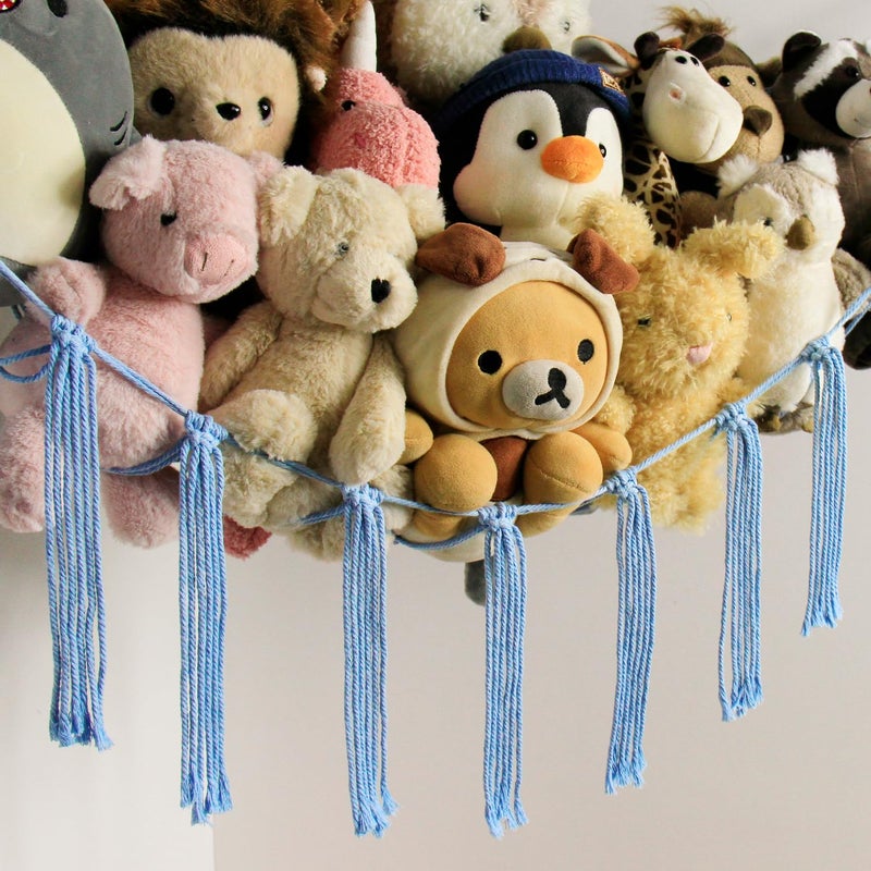 mirolam Stuffed Animal Storage Hammock Net - Toy Hammock Net for Stuffed Animals Corner - Hanging Stuff Animal Organizer Holder Large Size Baby Nursery Room Decor-Blue - Image 3