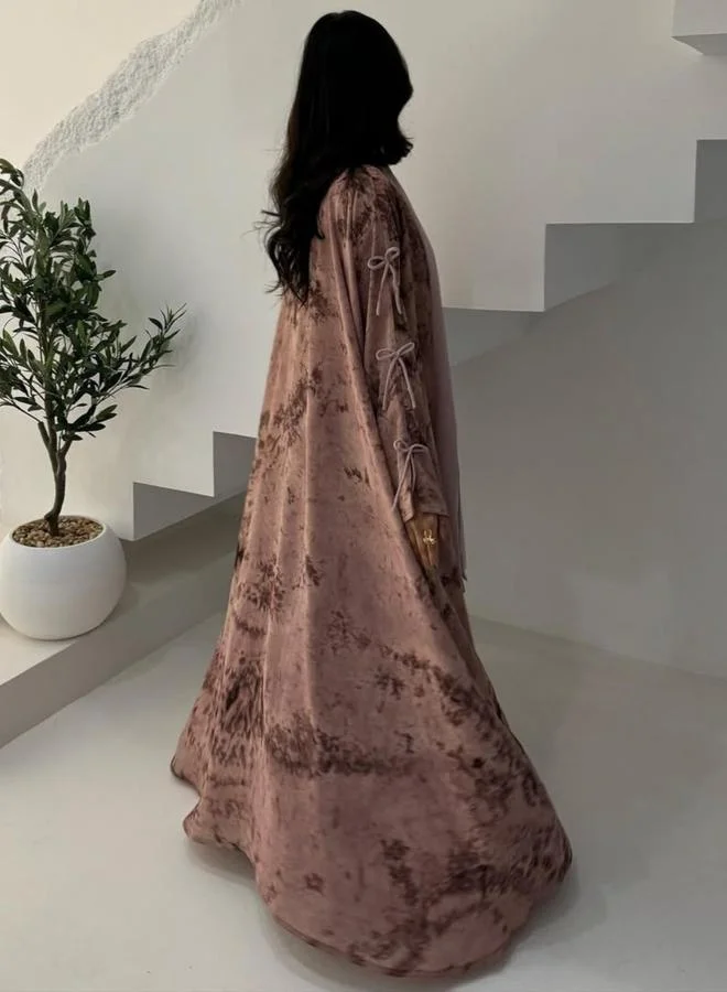 Take Two  Abstract Print Open Front Abaya for Women | Best Price UAE