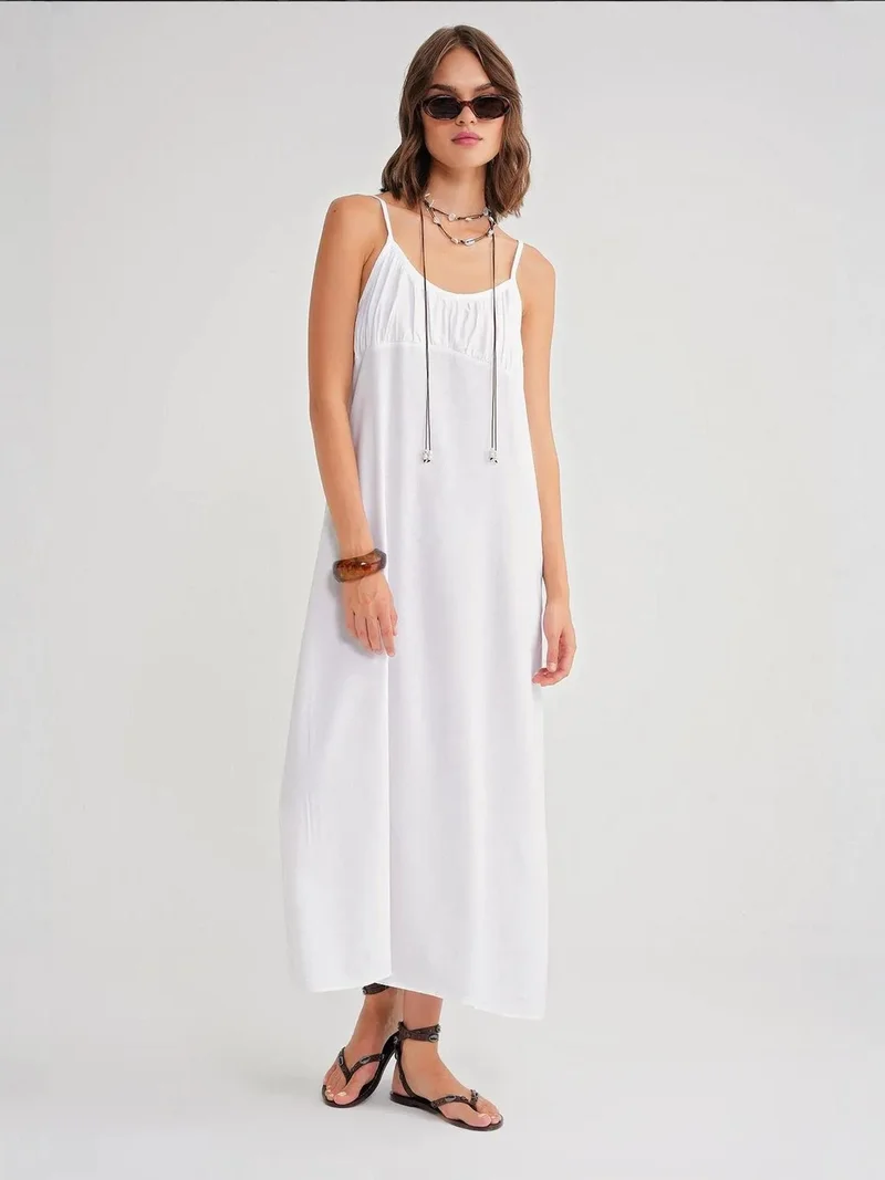 MixRay Mixray Strappy Maxi Dress with Gathered Detail