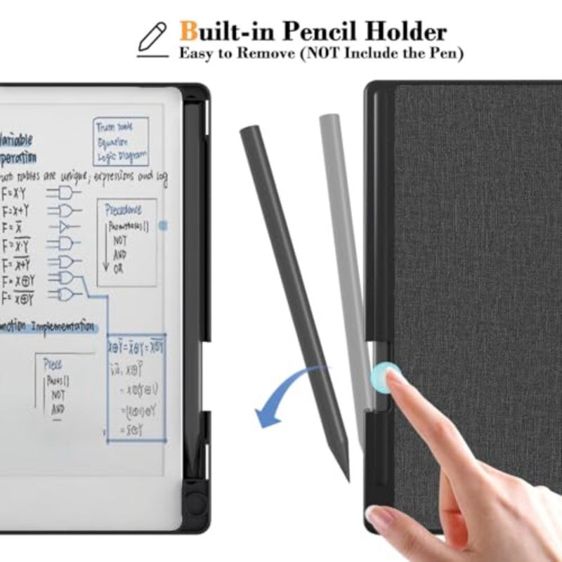 حافظة Zuooiec لـ reMarkable Paper Pro Move 7.3" 2025، غطاء خلفي صلب نحيف وغطاء حماية للكتاب مع حامل قلم مدمج لتحريك الورق الرائع، النوم/الاستيقاظ التلقائي (أسود) - Image 4