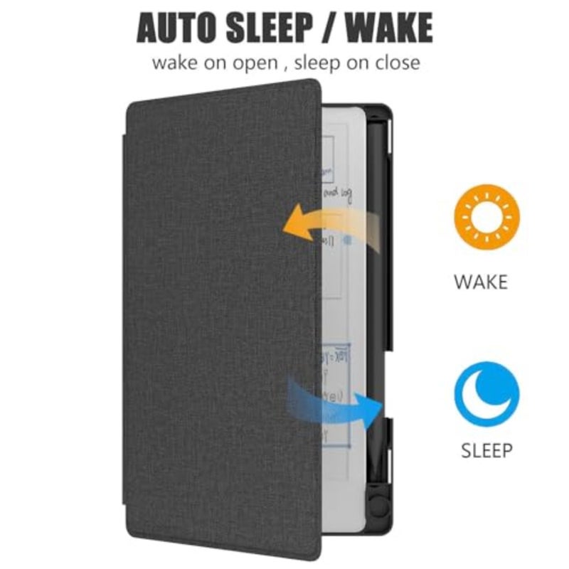 حافظة Zuooiec لـ reMarkable Paper Pro Move 7.3" 2025، غطاء خلفي صلب نحيف وغطاء حماية للكتاب مع حامل قلم مدمج لتحريك الورق الرائع، النوم/الاستيقاظ التلقائي (أسود) - Image 3