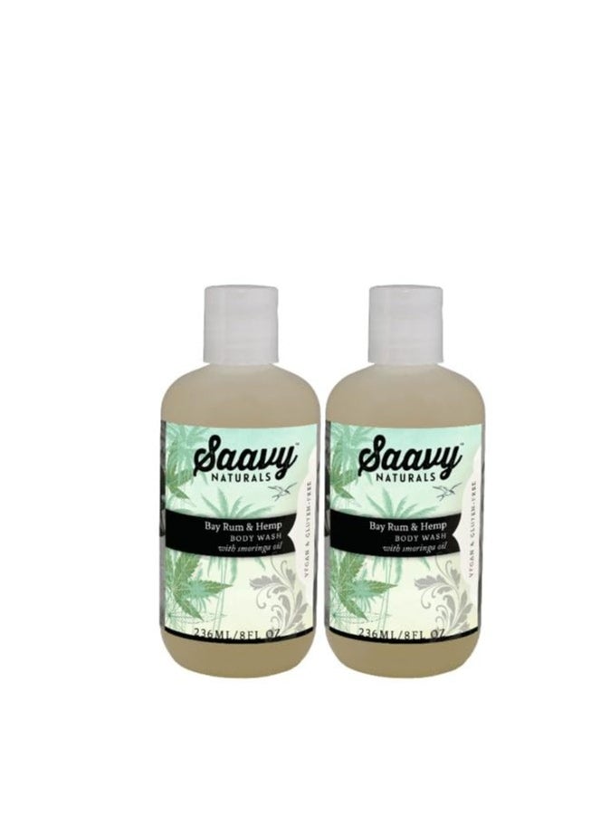 Saavy Naturals - Saavy Naturals Bay Rum and Hemp Body Wash for Women and Men, Luxurious, Rich and Creamy Gel Shower, Natural Scented Body Wash, Vegan and Gluten Free Hemp Body Soap, 8 Oz, 2 Pack - Image 1
