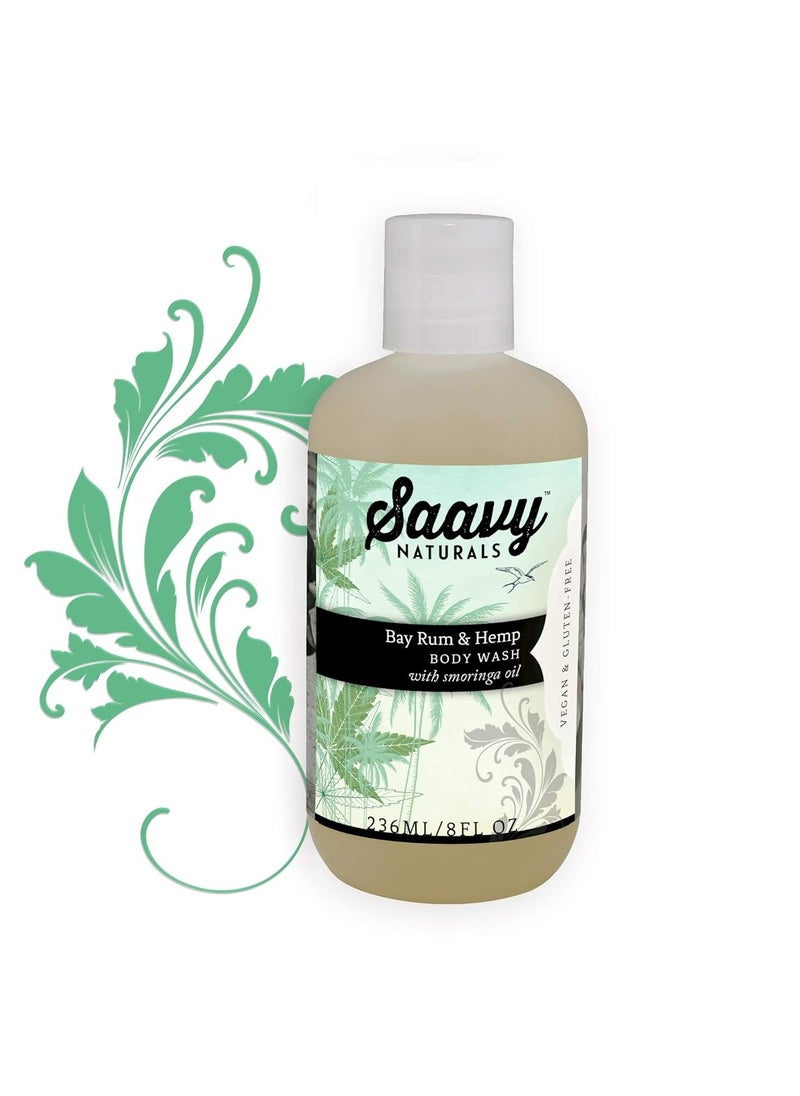 Saavy Naturals - Saavy Naturals Bay Rum and Hemp Body Wash for Women and Men, Luxurious, Rich and Creamy Gel Shower, Natural Scented Body Wash, Vegan and Gluten Free Hemp Body Soap, 8 Oz, 2 Pack - Image 1