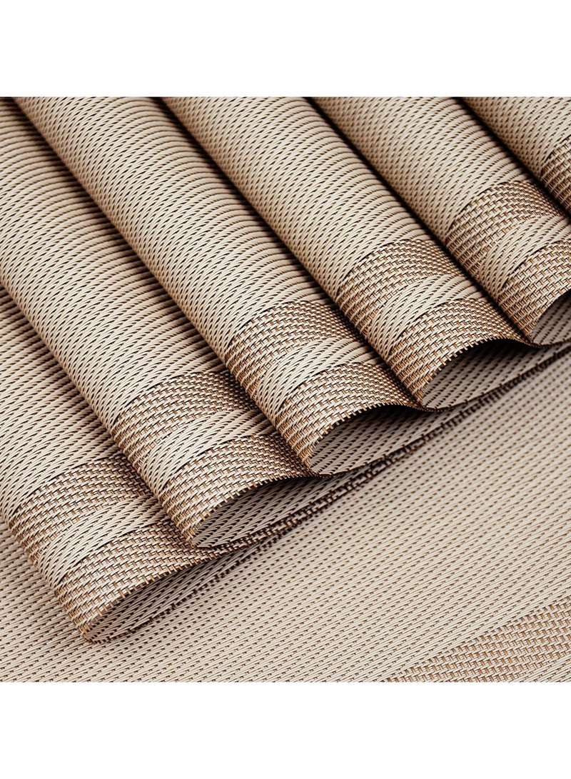 مجموعة من 6 مفارش أطباق، مفارش أطباق معزولة من الفينيل غير قابلة للانزلاق، مفارش أطباق قابلة للغسل لتزيين حفلات المطاعم، 45 × 30 سم (شامبانيا) - Image 2